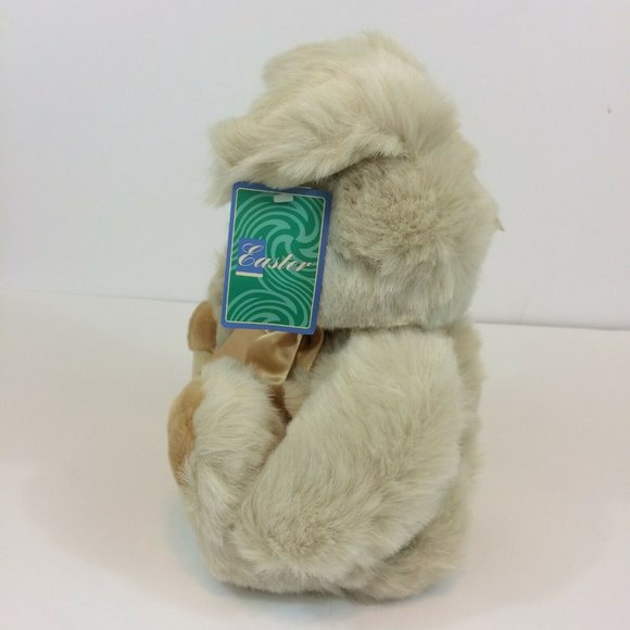 Walmart Easter Bunny Rabbit Plush Stuffed Animal Gold Bow Tan Brown 12" Toy NWT - Picture 8 of 12